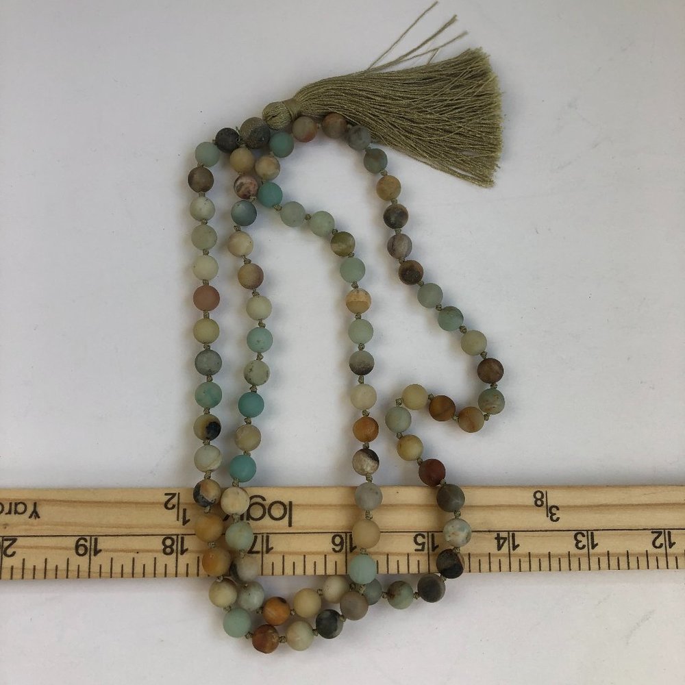 Amazonite Mala Bead Necklace Yogi Boho Wellness Meditation Healing Spiritual - Picture 10 of 10